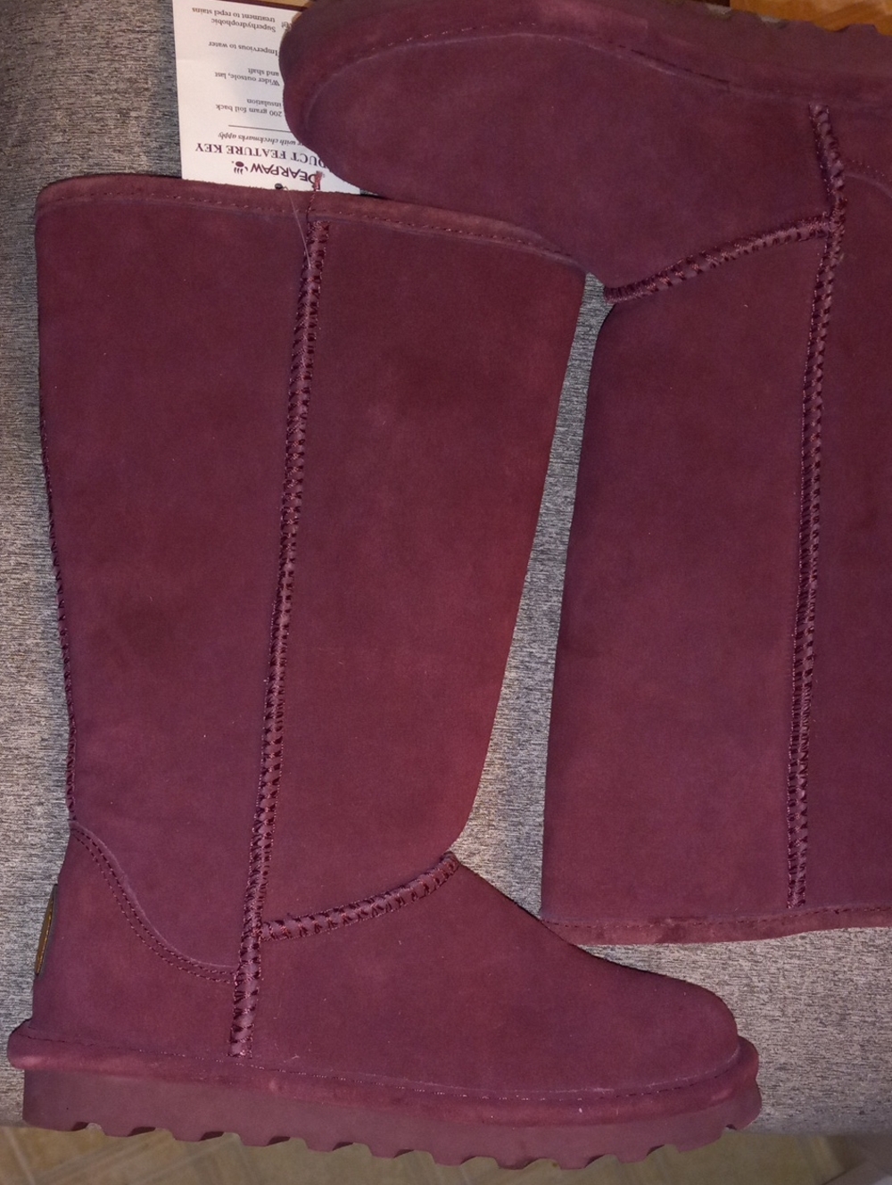 BearPaw Tall Suede Boots in Wine